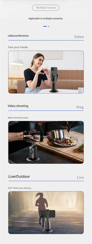 White AI Smart Auto Tracking Phone Holder - 360° Rotation Face & Body Tracking Mount Tristar Online