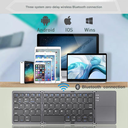 Black Tri-Fold Bluetooth Keyboard with Touchpad - Multi-Device Compatible (iOS/Android/Win) Tristar Online