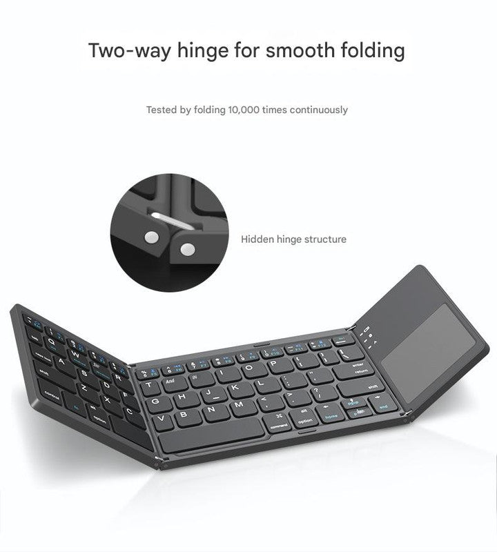 Black Tri-Fold Bluetooth Keyboard with Touchpad - Multi-Device Compatible (iOS/Android/Win) Tristar Online