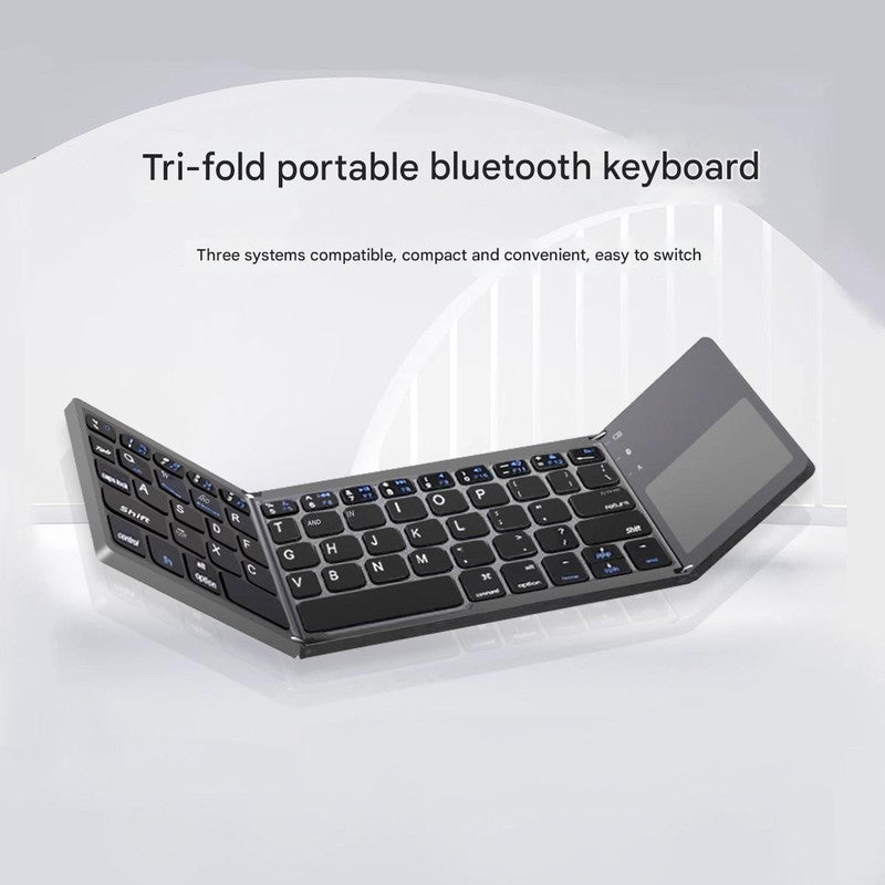 Black Tri-Fold Bluetooth Keyboard with Touchpad - Multi-Device Compatible (iOS/Android/Win) Tristar Online
