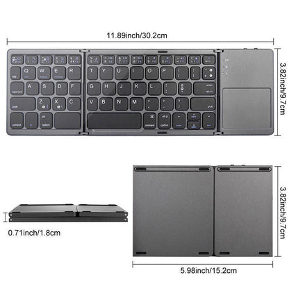 Black Tri-Fold Bluetooth Keyboard with Touchpad - Multi-Device Compatible (iOS/Android/Win) Tristar Online