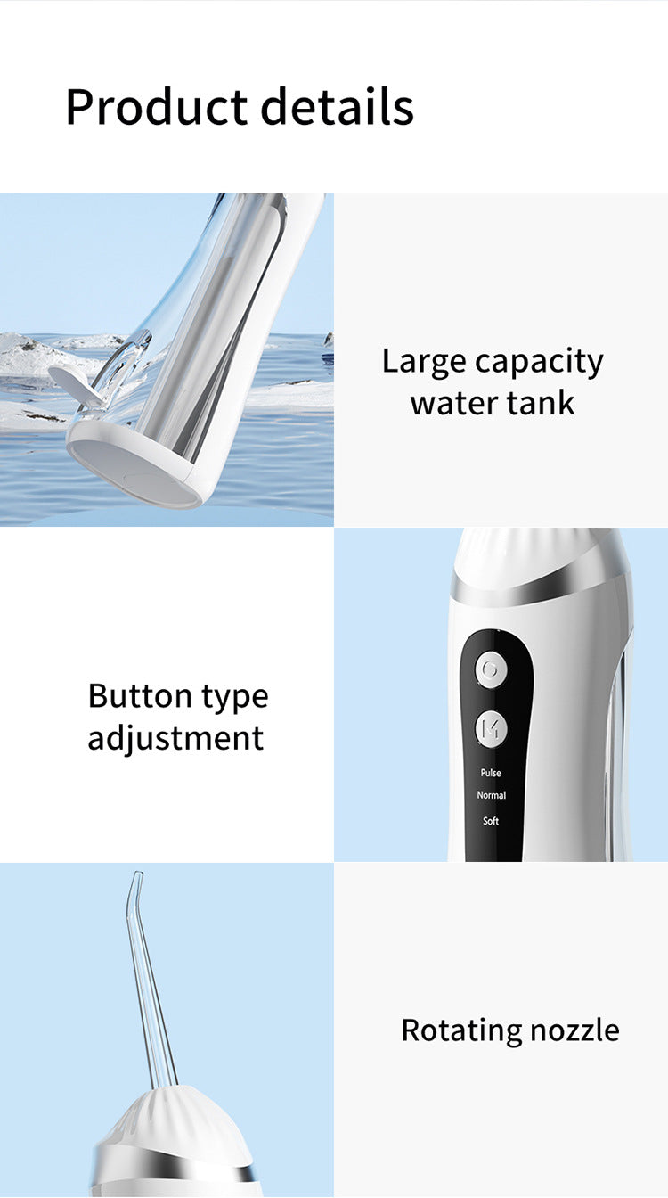 White Portable Ultrasonic Oral Irrigator with 3 Cleaning Modes Smart Teeth Cleaning Machine Tristar Online