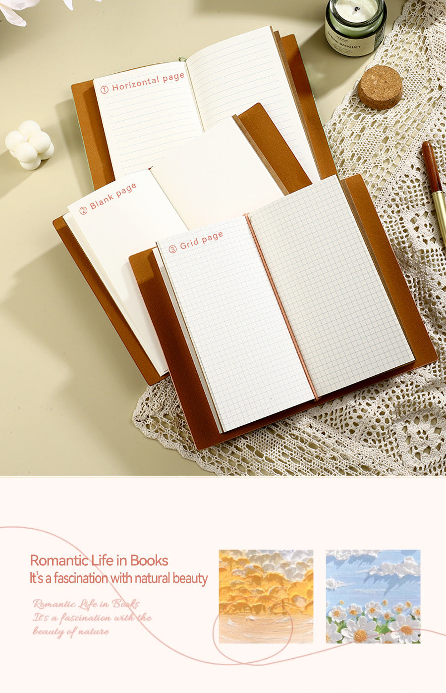 Brown 2-Pack Vintage Floral Embossed PU Leather Journals - 192 Pages Each Tristar Online