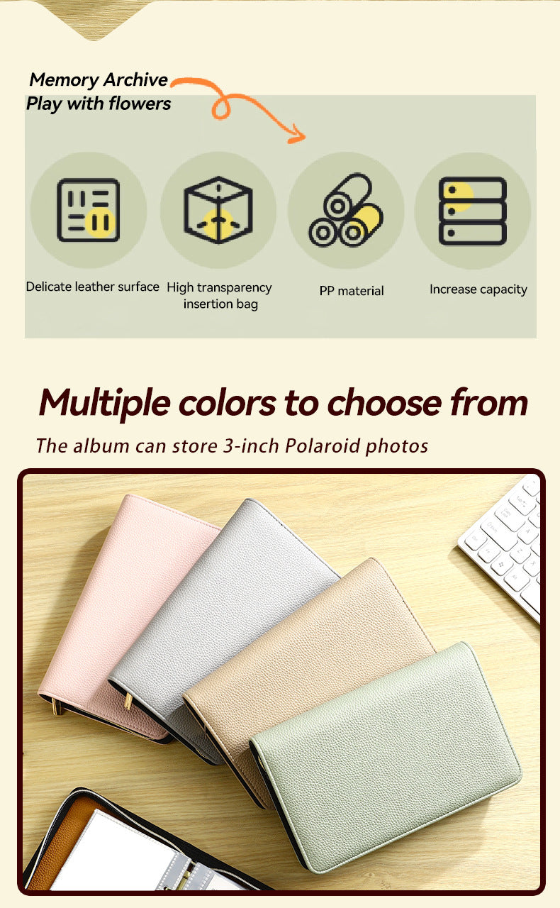 Beige PU Leather Zippered Photo Album - Holds 240 3 Prints" Tristar Online