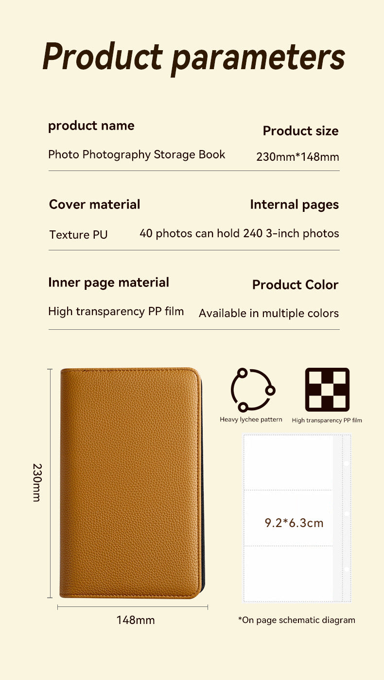 Brown PU Leather Zippered Photo Album - Holds 240 3 Prints" Tristar Online