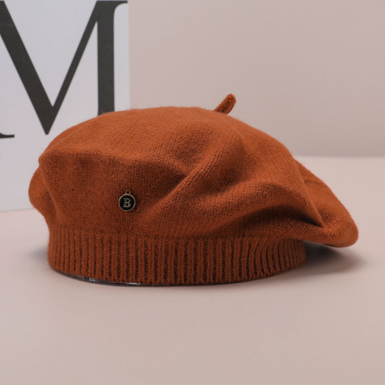 Brown Vintage Inspired Knitted Beret - Stretchy & Comfortable Wool Blend Cap Tristar Online
