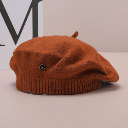 Brown Vintage Inspired Knitted Beret - Stretchy & Comfortable Wool Blend Cap Tristar Online