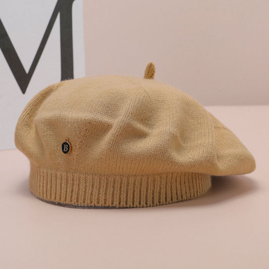 Camel Vintage Inspired Knitted Beret - Stretchy & Comfortable Wool Blend Cap Tristar Online