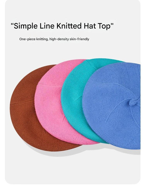 Camel Vintage Inspired Knitted Beret - Stretchy & Comfortable Wool Blend Cap Tristar Online