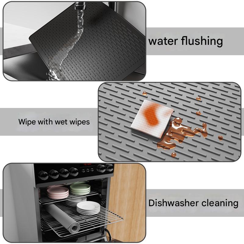 Gray Extra Large Silicone Countertop Protector & Dish Drying Mat - Dishwasher Safe (71x50cm) Tristar Online