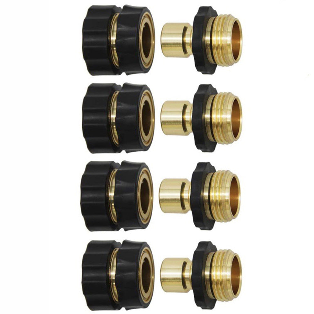 American Standard 3/4 Inch Brass Quick Connect Garden Hose Adapter (4 Male & 4 Female) Tristar Online