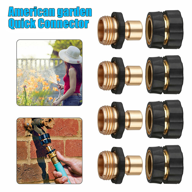 American Standard 3/4 Inch Brass Quick Connect Garden Hose Adapter (4 Male & 4 Female) Tristar Online
