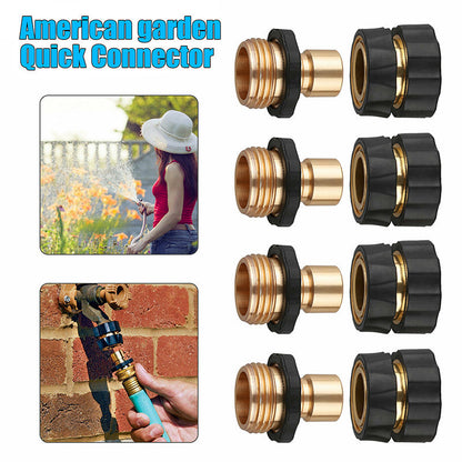 American Standard 3/4 Inch Brass Quick Connect Garden Hose Adapter (4 Male & 4 Female) Tristar Online