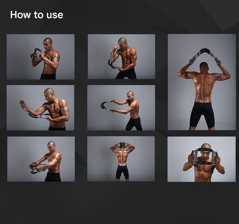 Gray black Adjustable U-Shaped Arm Exerciser - For Home Fitness Strength Training (40kg) Tristar Online