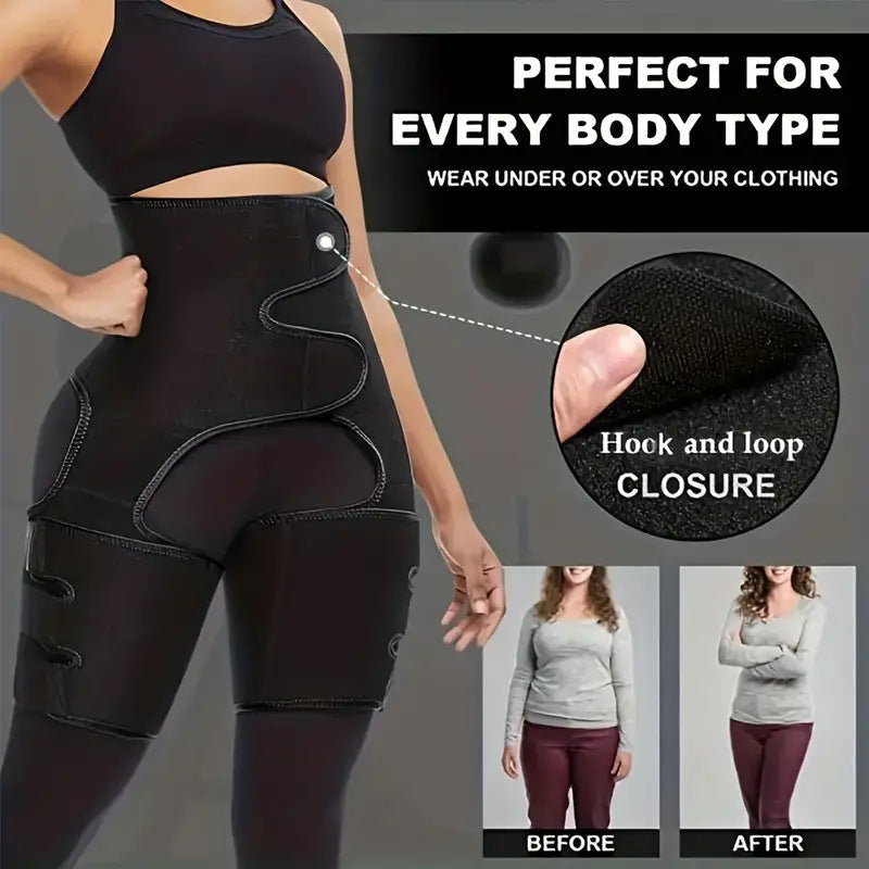 Black Women's 3-in-1 Body Shaper: Waist Cincher, Thigh Slimmer, Glute Lifter - Workout Gear (Size : L/XL) Tristar Online