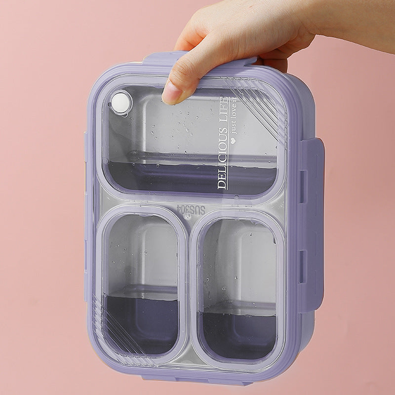 Purple 3-Compartment Stainless Steel Bento Lunch Box - Leak-Proof, for Kids & Adults for School & Office Tristar Online