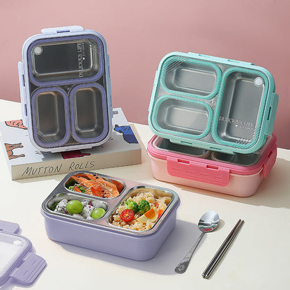 Purple 3-Compartment Stainless Steel Bento Lunch Box - Leak-Proof, for Kids & Adults for School & Office Tristar Online
