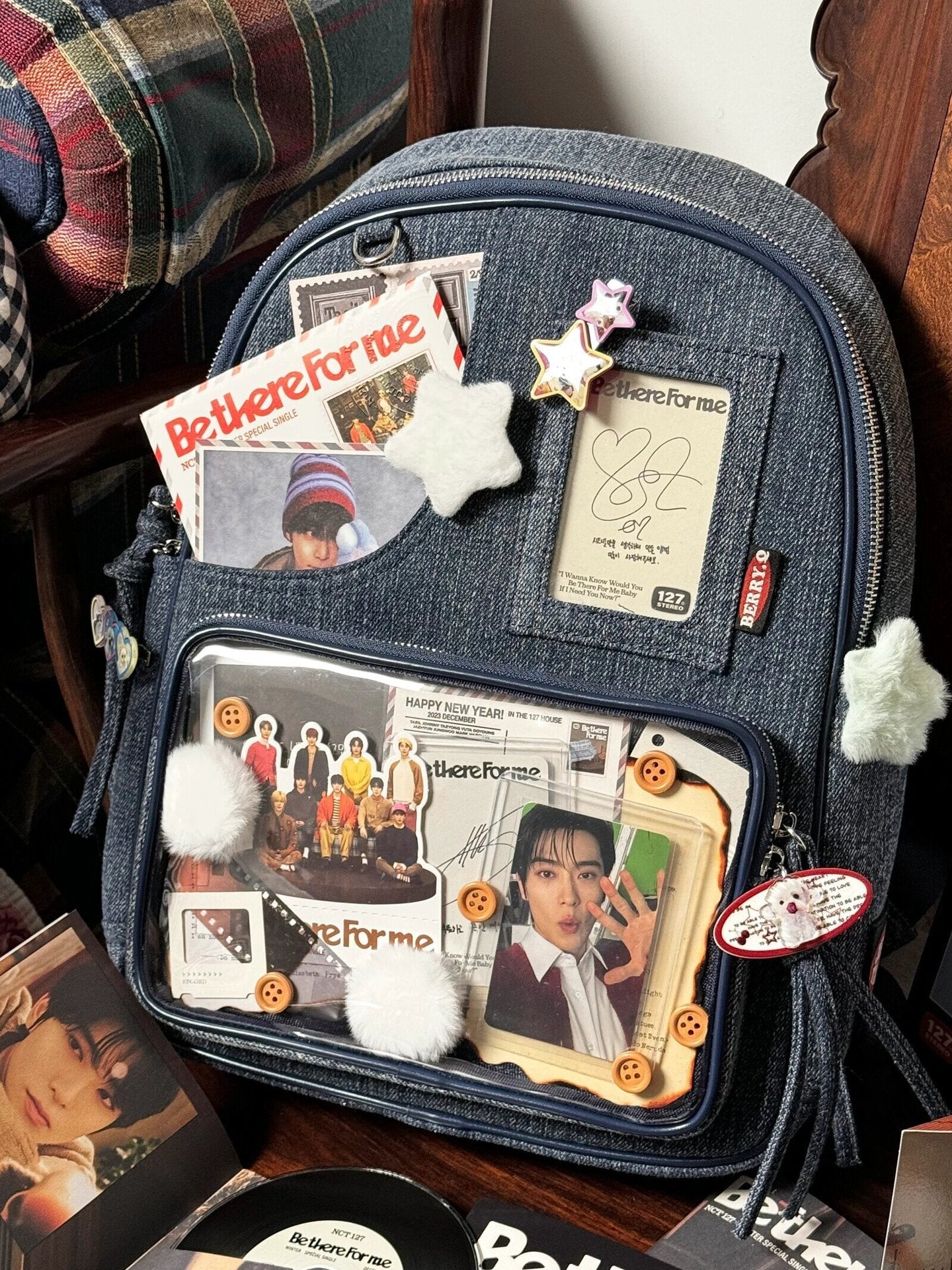 Dark blue Large Capacity Anime Denim Bookbag for School Commute  Anime Fans Tristar Online