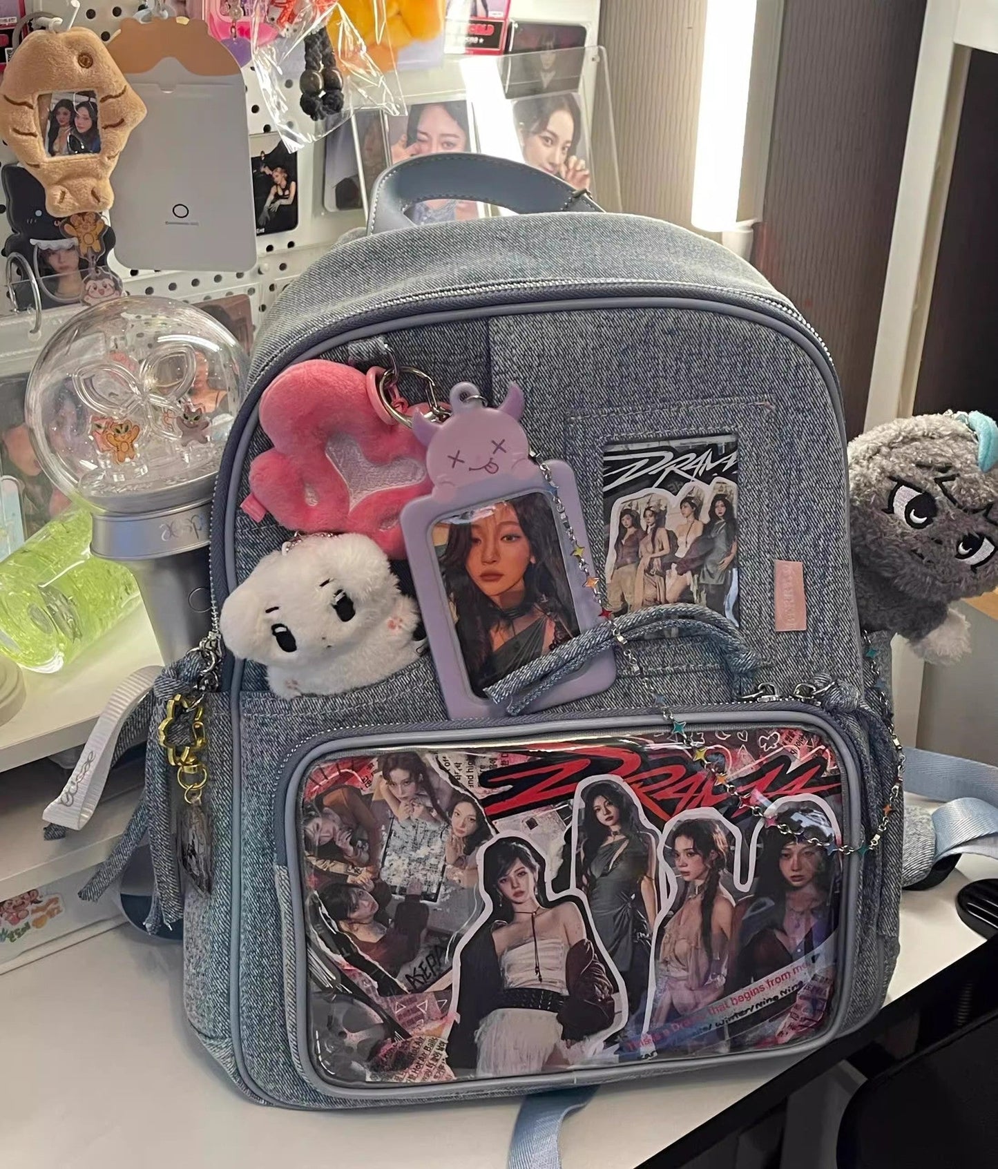 Dark blue Large Capacity Anime Denim Bookbag for School Commute  Anime Fans Tristar Online