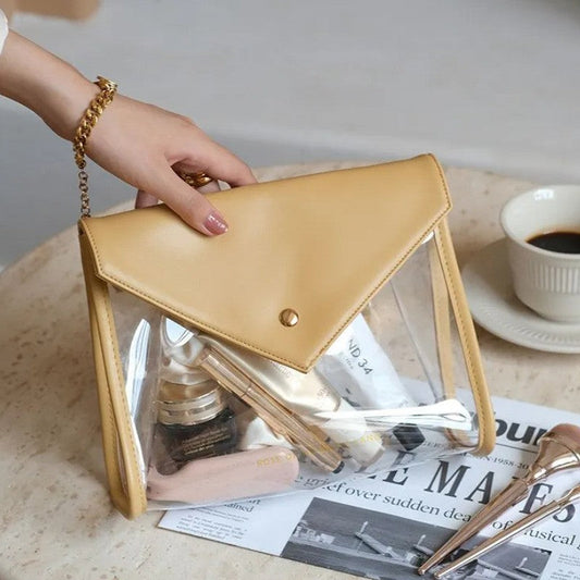 Yellow Chic Envelope Makeup Bag with Transparent Waterproof Design Tristar Online