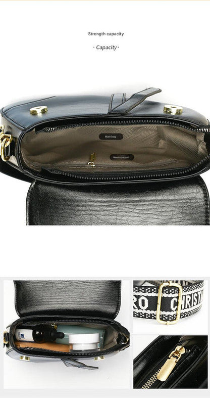 Brown Chic Saddle Crossbody Bag with Wide Guitar Strap - PU Leather Tristar Online