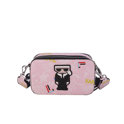 Pink Unique Doodle Print PU Leather Bag - Lightweight Crossbody with Character Tristar Online