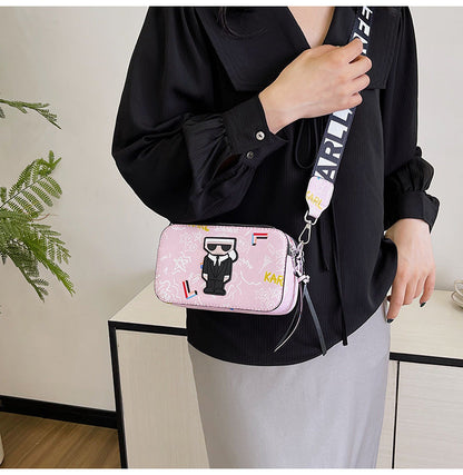 Pink Unique Doodle Print PU Leather Bag - Lightweight Crossbody with Character Tristar Online