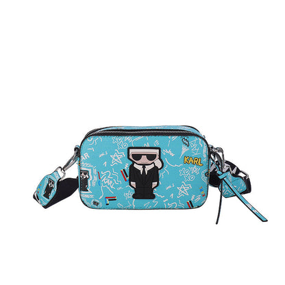 Blue Unique Doodle Print PU Leather Bag - Lightweight Crossbody with Character Tristar Online