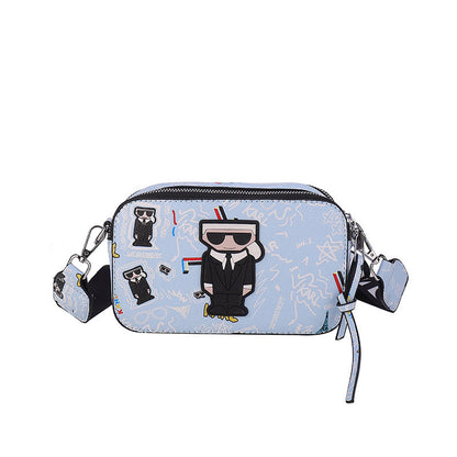 Light blue Unique Doodle Print PU Leather Bag - Lightweight Crossbody with Character Tristar Online