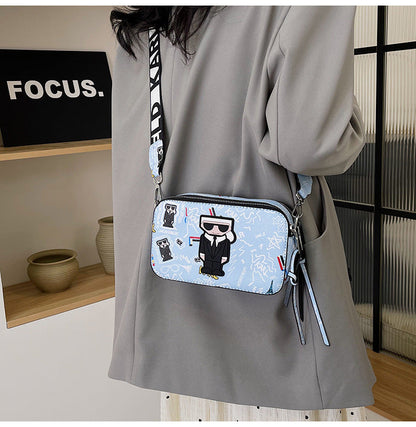 Light blue Unique Doodle Print PU Leather Bag - Lightweight Crossbody with Character Tristar Online