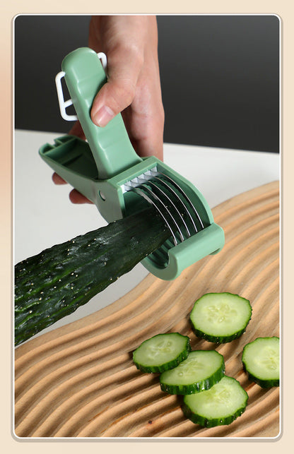 2 pcs Green 5-Blade Fruit & Vegetable Slicer for Crinkle Cuts - Kitchen Gadget Tristar Online