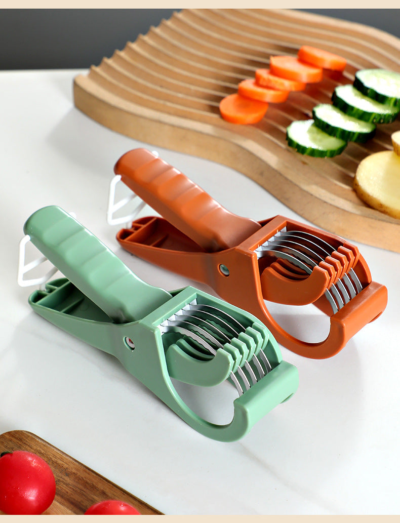 2 pcs (Orange+Green) 5-Blade Fruit & Vegetable Slicer for Crinkle Cuts - Kitchen Gadget Tristar Online