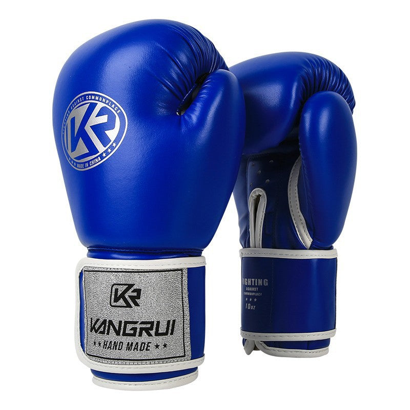 Blue And Silver Durable 10oz PU Leather Boxing Gloves - Padded & Ventilated for Training Tristar Online