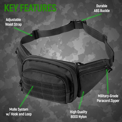 Khaki Rugged Tactical Waist Pack - MOLLE Outdoor Fanny Bag for Hiking Cycling & Travel Tristar Online