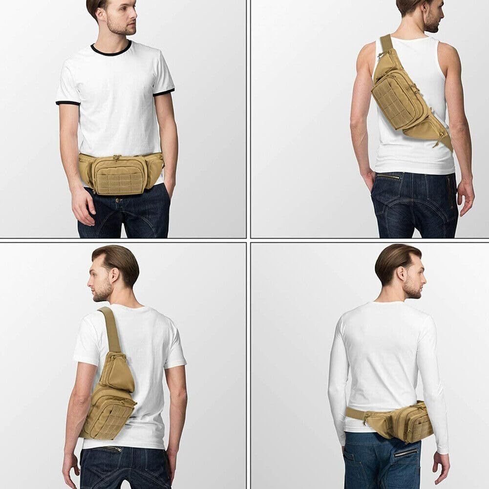 Khaki Rugged Tactical Waist Pack - MOLLE Outdoor Fanny Bag for Hiking Cycling & Travel Tristar Online