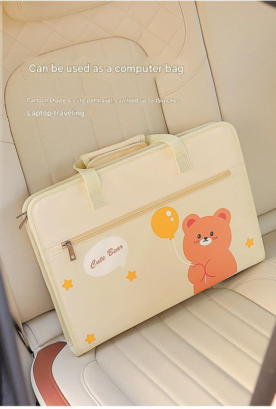 Yellow Foldable Car Back Seat Organizer Tray - PU Leather Travel Desk with Tablet Holder Tristar Online