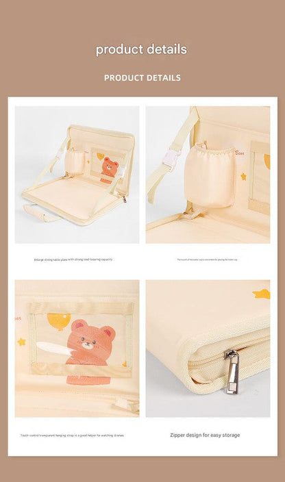 Pink Foldable Car Back Seat Organizer Tray - PU Leather Travel Desk with Tablet Holder Tristar Online