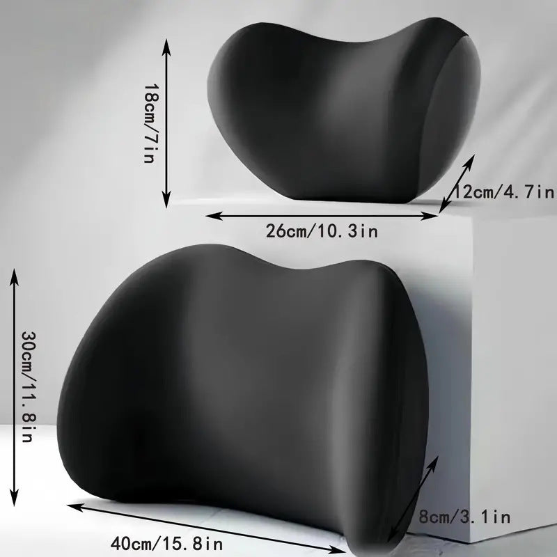 Pink Ergonomic Memory Foam Car Headrest & Lumbar Support Cushion Set - Driving Comfort Neck & Back Pillow Tristar Online