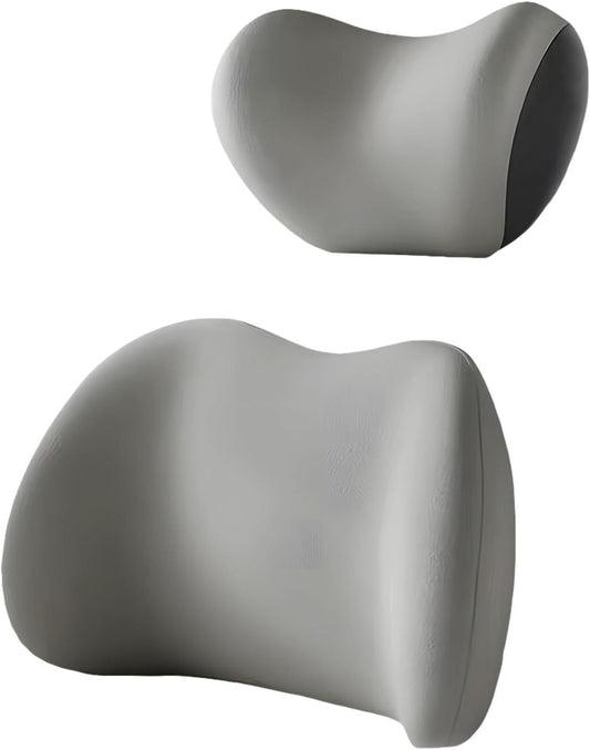 Grey Ergonomic Memory Foam Car Headrest & Lumbar Support Cushion Set - Driving Comfort Neck & Back Pillow Tristar Online