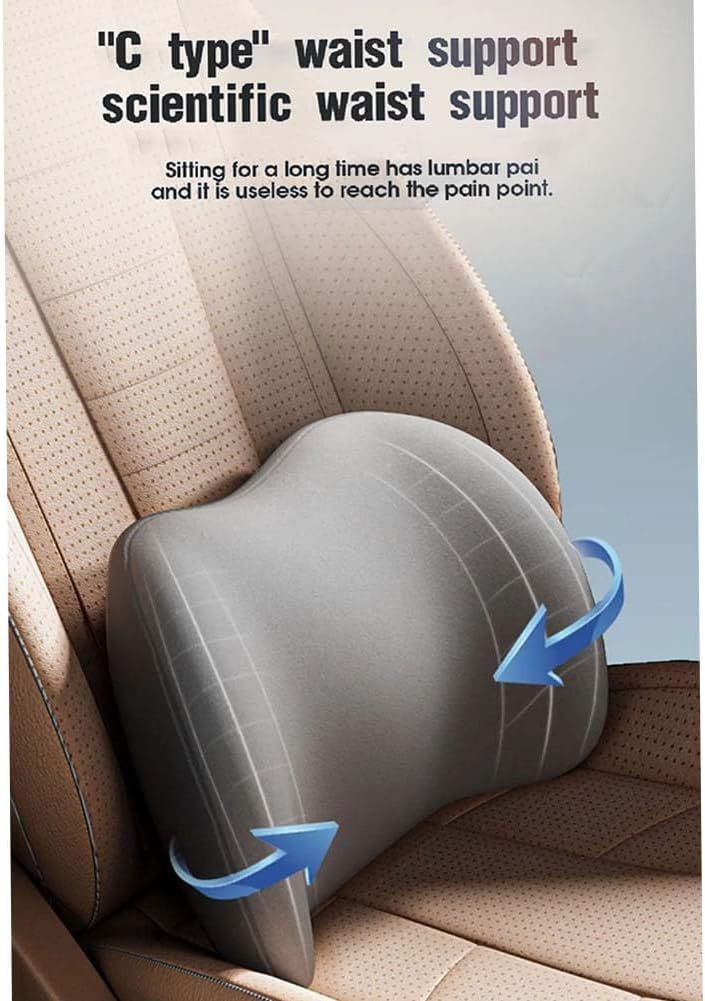 Grey Ergonomic Memory Foam Car Headrest & Lumbar Support Cushion Set - Driving Comfort Neck & Back Pillow Tristar Online