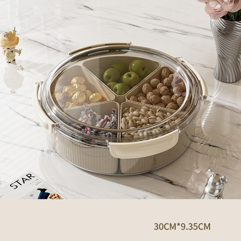 Grey And Beige Snap Button Elegant Compartment Serving Tray with Lid - Versatile Snack, Fruit & Candy Box Tristar Online