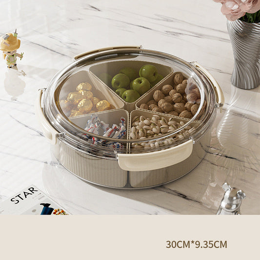 Grey And Beige Snap Button Elegant Compartment Serving Tray with Lid - Versatile Snack, Fruit & Candy Box Tristar Online