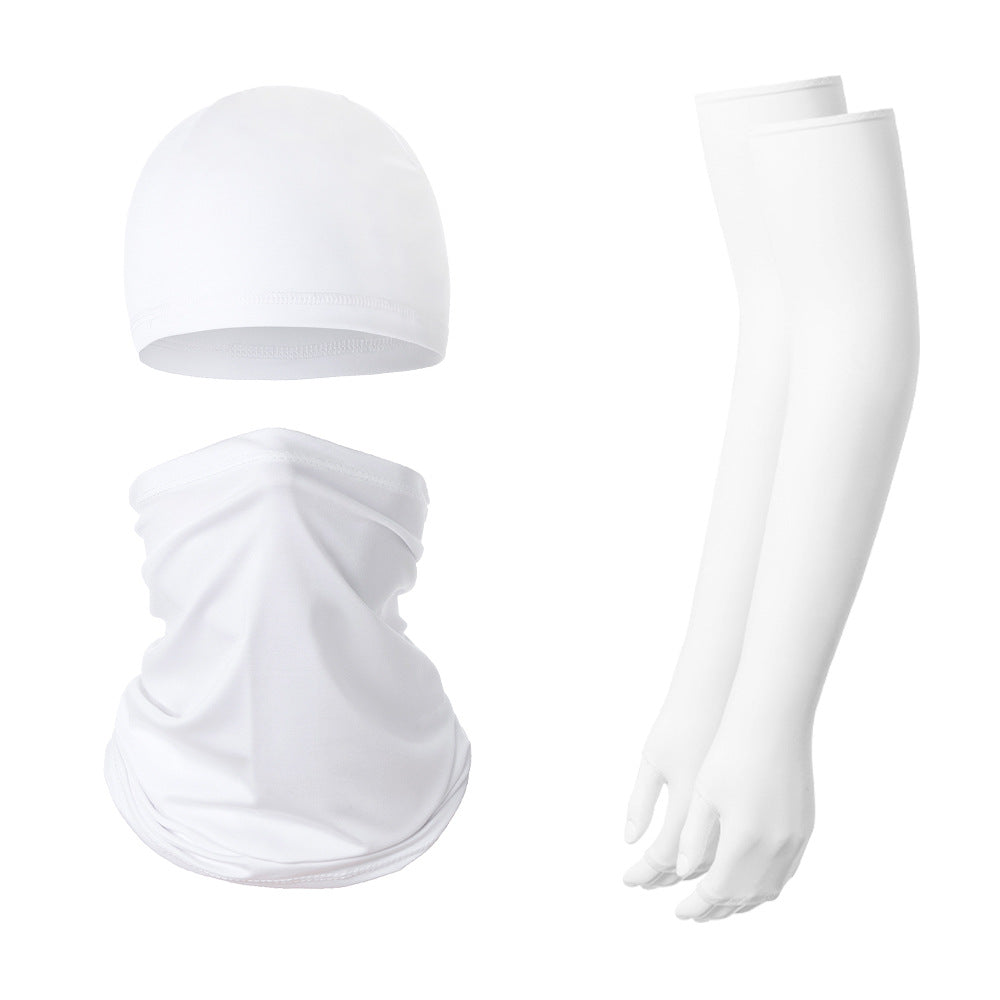 2 Sets White Cooling UV Protection Set - 2 Skull Cap, 2 Neck Gaiter & 4 Arm Sleeves for Outdoor Sports Tristar Online