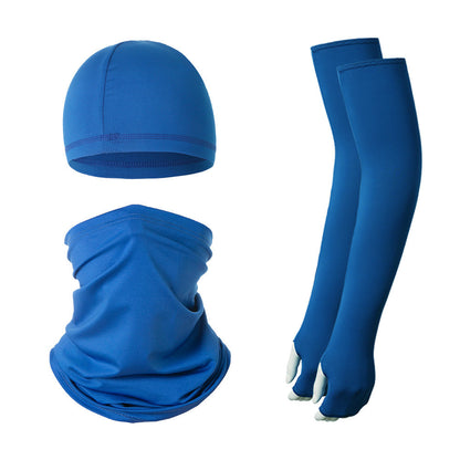 2 Sets Blue Cooling UV Protection Set - 2 Skull Cap, 2 Neck Gaiter & 4 Arm Sleeves for Outdoor Sports Tristar Online