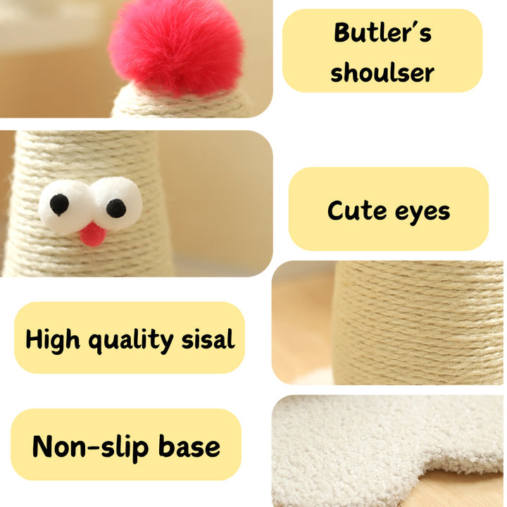 Beige Adorable Chick Cat Scratching Post - Durable Sisal Rope Scratcher Toy for Cats & Kittens Tristar Online