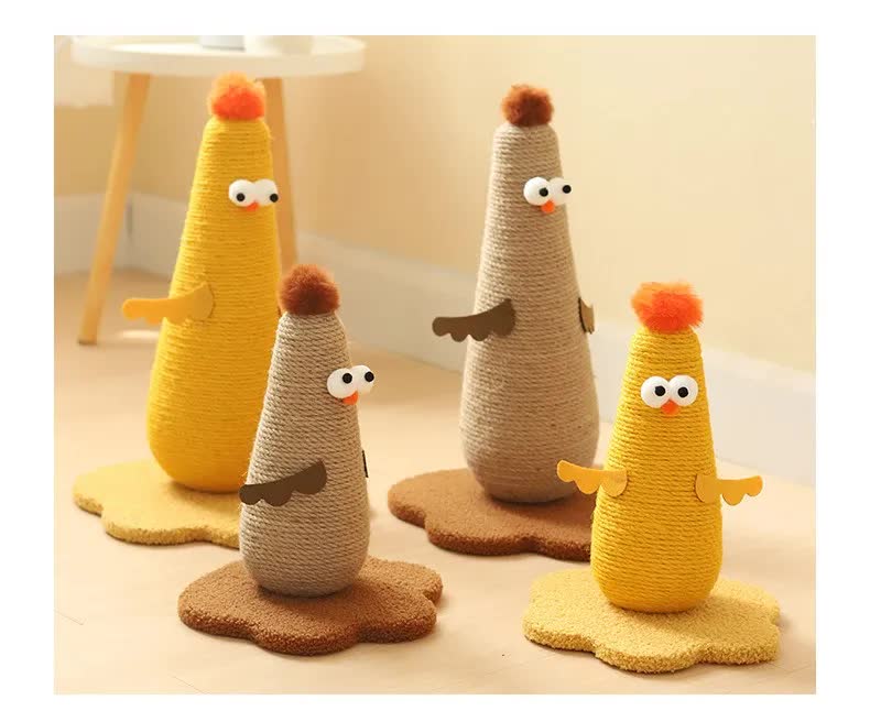 Yellow Adorable Chick Cat Scratching Post - Durable Sisal Rope Scratcher Toy for Cats & Kittens Tristar Online