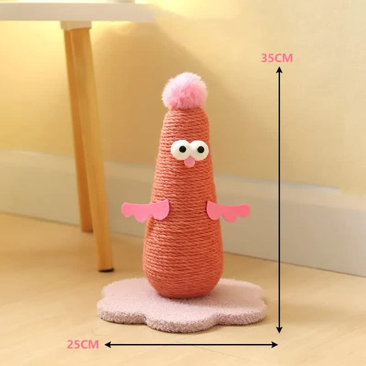 Pink Adorable Chick Cat Scratching Post - Durable Sisal Rope Scratcher Toy for Cats & Kittens Tristar Online