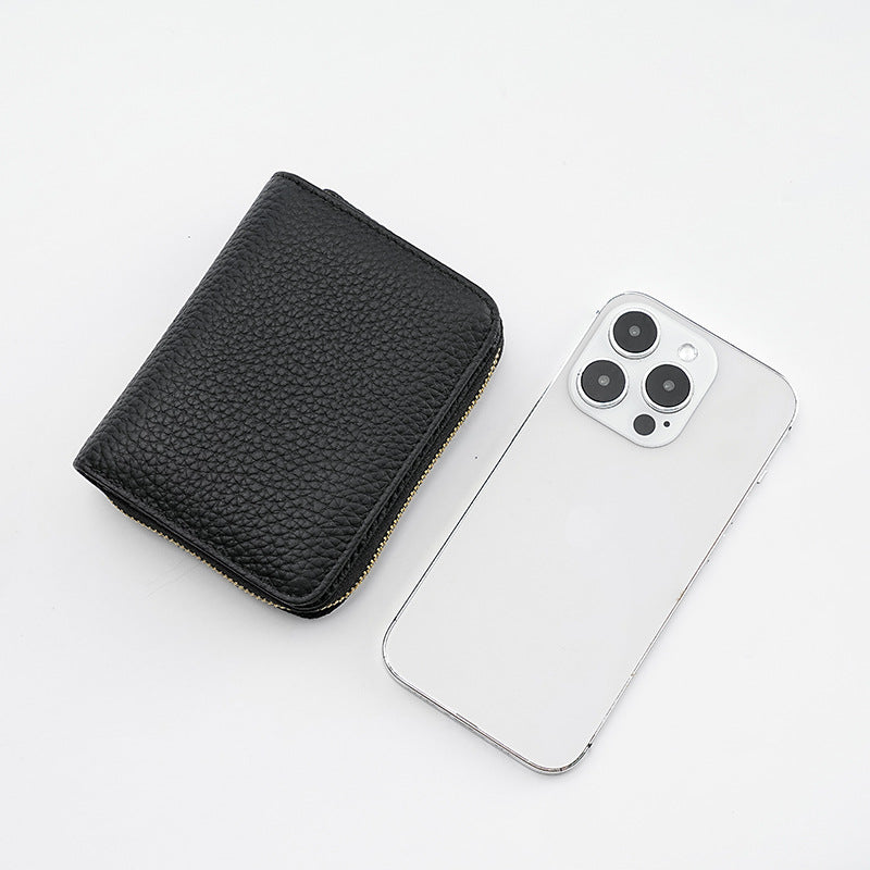 Grey Compact RFID Genuine Leather Wallet for Women - Secure Zipper Card Holder & Coin Purse Tristar Online