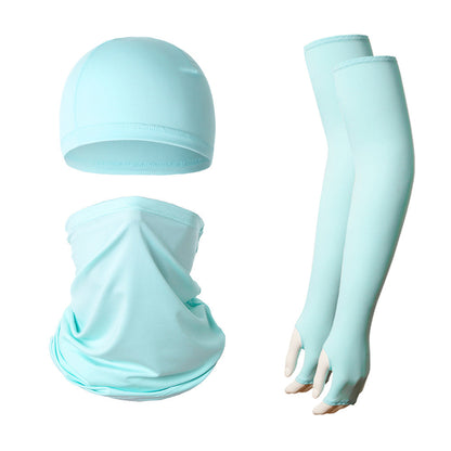 2 Sets Light Blue Cooling UV Protection Set - 2 Skull Cap, 2 Neck Gaiter & 4 Arm Sleeves for Outdoor Sports Tristar Online