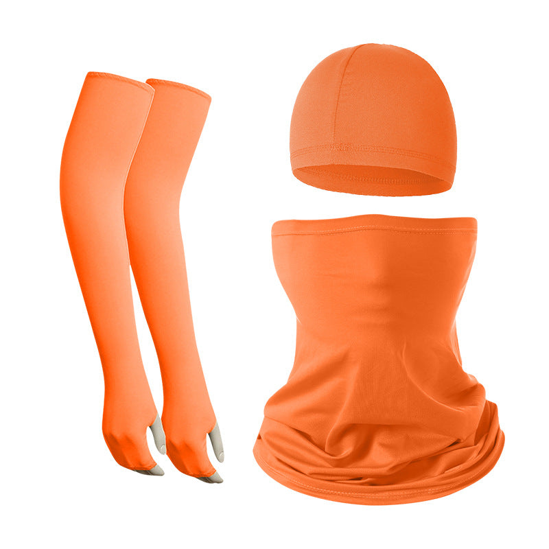 2 Sets Orange Cooling UV Protection Set - 2 Skull Cap, 2 Neck Gaiter & 4 Arm Sleeves for Outdoor Sports Tristar Online